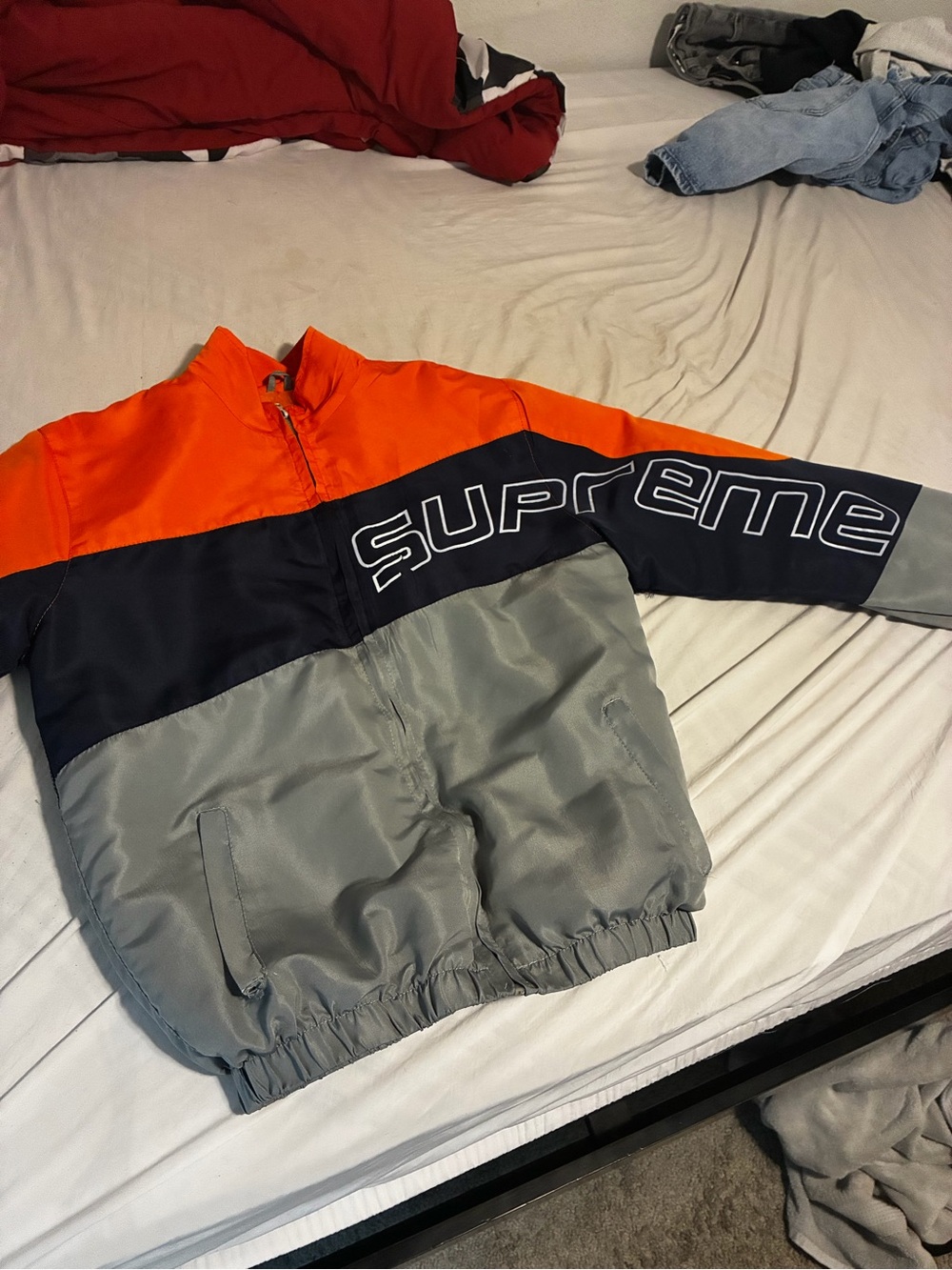 Supreme Orange/Black/Gray Colorblock Windbreaker Jacket